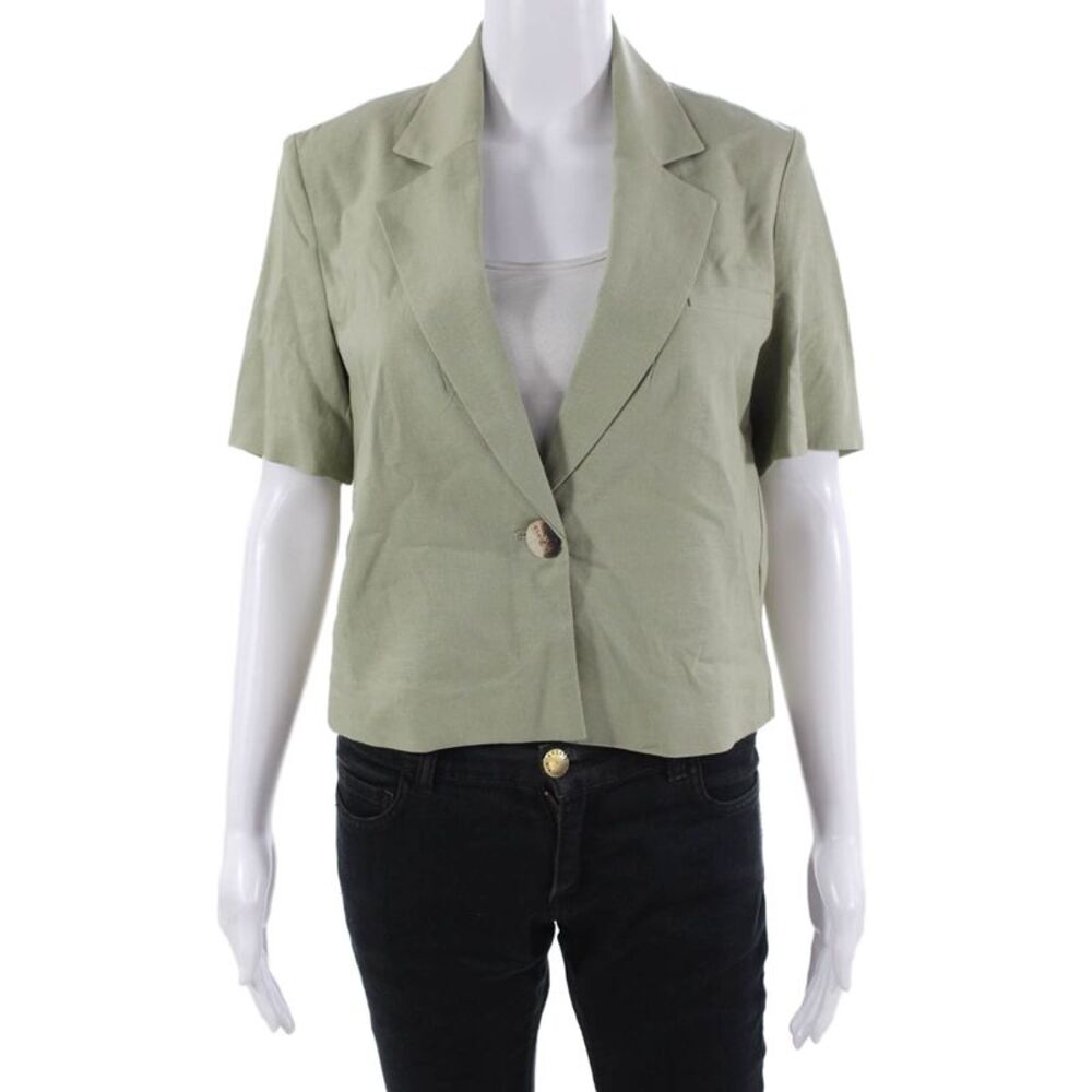 Zara Womens Green Collared Short Sleeve Army Blazer Size XS